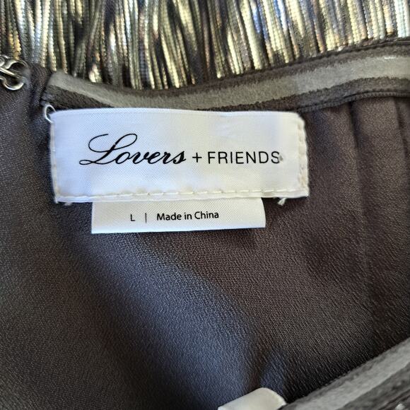 Lovers & Friends Tanya Silver Strapless Midi Maxi Dress Large Party Prom Metalic - Picture 7 of 13